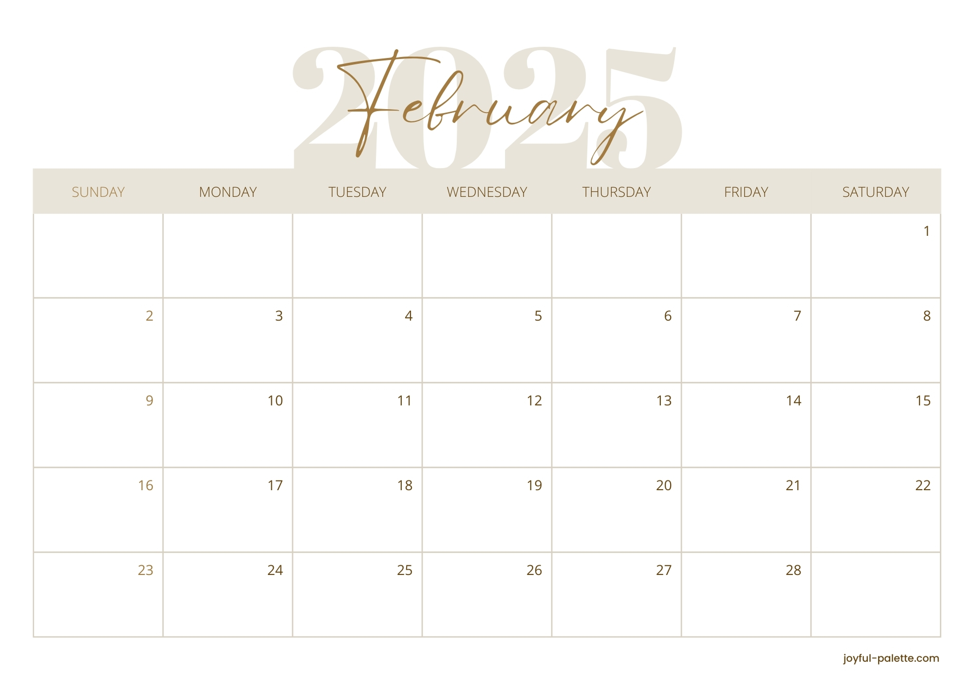 Free Printable February 2025 Calendar Designs